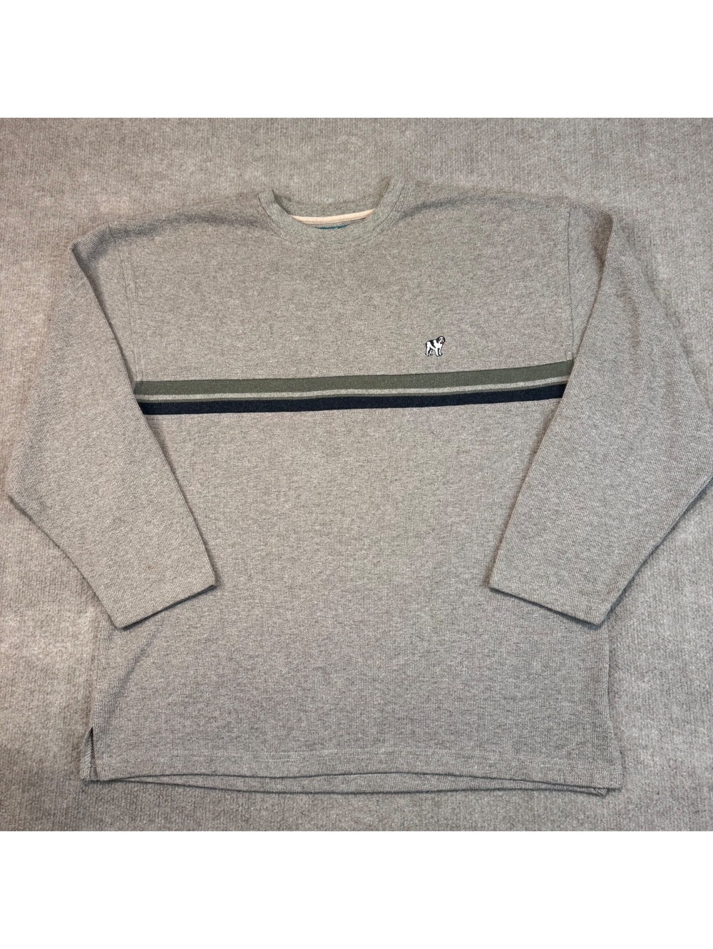 Vintage BIG DOGS Striped Shirt Ribbed Sweatshirt Mens XL Boxy Grunge Knit 90s